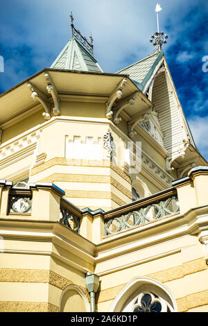 29 SEPTEMBER 2019, TBILISI, GEORGIA; Architecture of Old Tbilisi restored part of Agmashenebeli avenue in Tbilisi's downtown Stock Photo