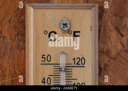 Thermometer on wall outside,wall thermometer, temperature measurement,  outdoor temperature, weather conditions Stock Photo - Alamy