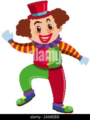 Scene with clown at the carnival on white background illustration Stock ...