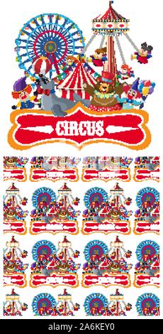 Seamless background design with circus rides illustration Stock Vector