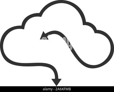 Download and upload cloud line icon. linear style sign for mobile concept and web design. Cloud storage with arrows down and up outline vector icon Stock Vector