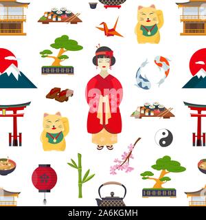 pattern with japanese symbols Stock Vector