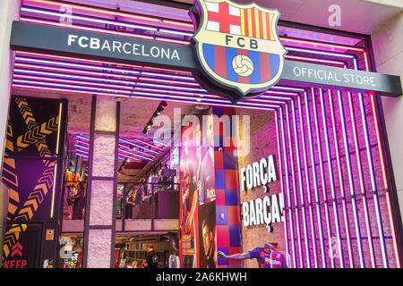 Barcelona Spain,Catalonia Passeig de Gracia,FCBarcelona FCB Barca Official Store,futbol soccer professional football club team,merchandising,sporting Stock Photo