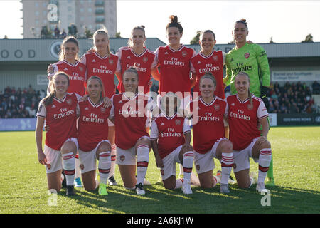 Borehamwood, UK. 27th Oct, 2019. Starting XI of Arsenal during the Barclay's FA WSL football match between Arsenal vs Manchester City at Meadow Park on October 27, 2019 in Borehamwood, England (Photo by Daniela Porcelli/SPP) Credit: SPP Sport Press Photo. /Alamy Live News