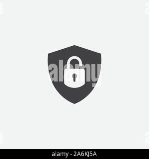 Shield, guard, lock icon vector, shield with padlock solid logo illustration, Shield Line Icon in trendy style, Shield lock icon vector, Safe and protect logo design icon Stock Vector