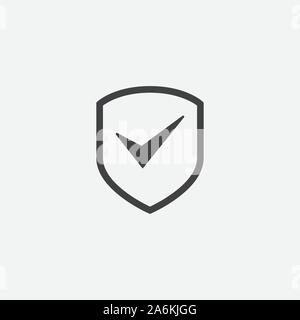 Shield, guard icon vector, shield with check mark linear logo illustration, Shield and check mark Line Icon in trendy style, Shield icon vector, Safe and protect logo design icon Stock Vector