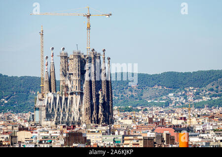 Barcelona Spain,Catalonia Eixample,Basilica de la Sagrada Familia,Roman Catholic cathedral,architect Antoni Gaudi,Gothic Art Nouveau,UNESCO World Heri Stock Photo