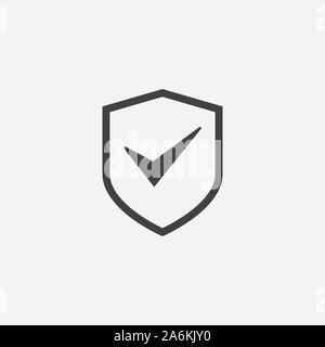 Shield, guard icon vector, shield with check mark linear logo illustration, Shield and check mark Line Icon in trendy style, Shield icon vector, Safe and protect logo design icon Stock Vector