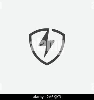 Creative electric shield logo design template, Modern vector symbol of electric power protection, bolt sign with shield, Electric Power Shield, Modern Shield Symbol Logo Design Stock Vector