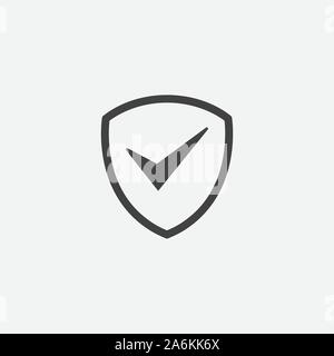 Shield, guard icon vector, shield with check mark linear logo illustration, Shield and check mark Line Icon in trendy style, Shield icon vector, Safe and protect logo design icon Stock Vector