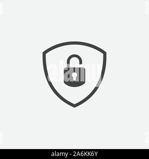 Shield, guard, lock icon vector, shield with padlock linear logo illustration, Shield Line Icon in trendy style, Shield lock icon vector, Safe and protect logo design icon Stock Vector
