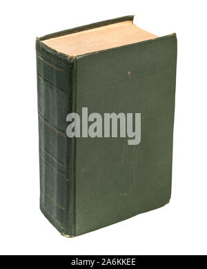 Hard cover dirty thick old book isolated on white - dictionary, reference book, manual,catalog and more Stock Photo