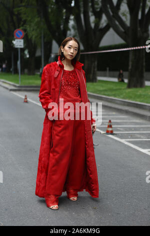 Veronica Li  attending the Armani  show during Milan Fashion Week   September 19,2019 - Stock Photo