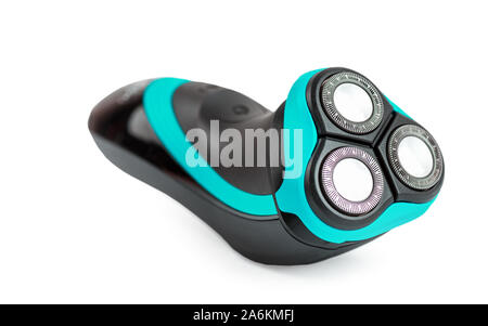 Electric razor isolated on white. Man face beard electrical shaver Stock Photo
