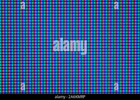Extreme macro of pixels on a digital screen. RGB visible for each individual pixel. Stock Photo