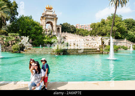 Barcelona Spain,Catalonia El Born,historic district,Ciutat Vella,Parc de la Ciutadella,Citadel Park,Font de la cascada,waterfall fountain,by Josep Fon Stock Photo