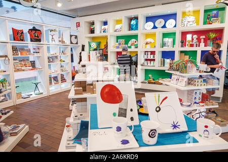 Barcelona Spain,Catalonia Parc de Montjuic,Fundacio Joan Miro Foundation,contemporary art museum,store,gift shop,shopping,display sale,mugs,plates,ES1 Stock Photo