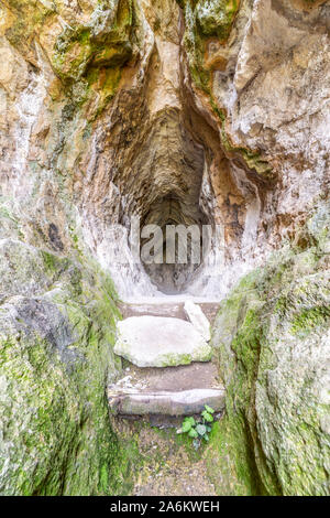 The womb cave alos known as Utroba cave near Kardzhali city in Rhodope mountain in Bulgaria Stock Photo