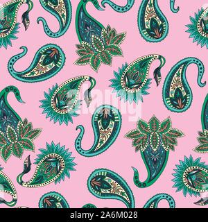 Seamless pattern with paisleys for textile design. Stock Vector
