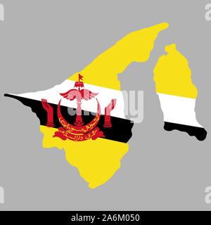 Brunei Map Flag Vector Vector illustration eps 10. Stock Vector