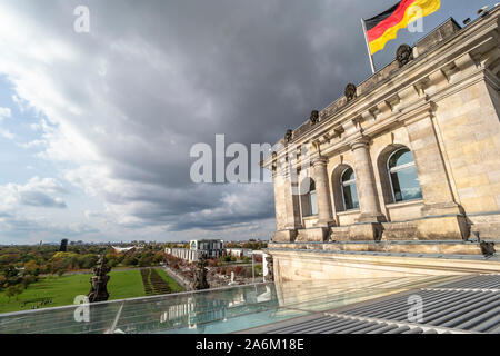 View from top of Reichstag over Platz der Republik to Bundeskanzleramt, Berlin, Germany Stock Photo