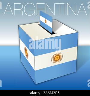 Argentina, voting box, flag and Argentina Republic national symbols, vector illustration Stock Vector