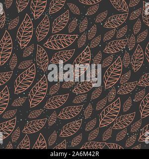 Seamless Pattern with hand drawn flying leafs. Scandinavian Style. Stock Vector