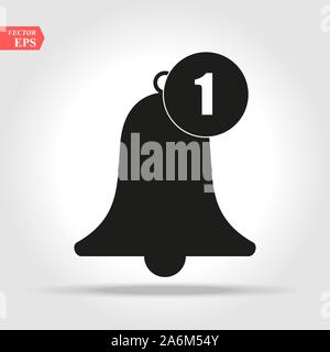 Notification bell icon. Vector bell and notification number sign for incoming inbox message in smartphone application Stock Vector