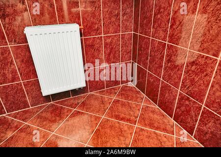 Tiled bathroom floor Stock Photo