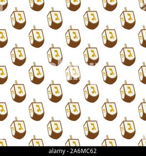 Illustration on theme big colored pattern Hanukkah, seamless set dreidel. Seamless pattern consisting of collection dreidel, accessory holiday Hanukka Stock Vector