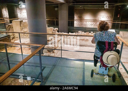Barcelona Spain,Catalonia Ciutat Vella,historic center,Gothic Quarter,Museum of History,Museu d'Historia de Barcelona,MUHBA,inside,exhibit,Barcino,anc Stock Photo