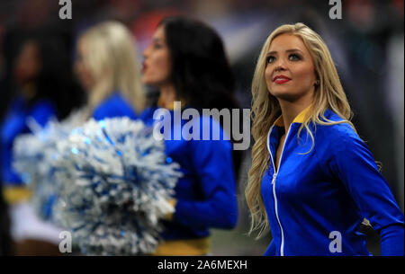 An LA Rams cheerleader during the NFL International Series match at Wembley Stadium, London. Stock Photo