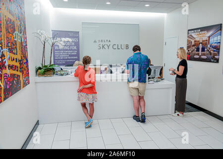 Fort Ft. Lauderdale Florida,Fort Lauderdale-Hollywood International Airport FLL,Delta Sky Club,passenger lounge,inside,first business class,frequent f Stock Photo