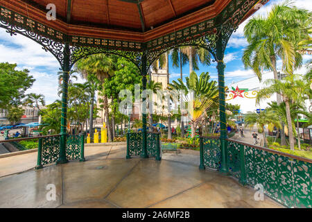 Mazatlan, Mexico-10 September, 2019: City plaza near Immaculate Conception Cathedral in Mazatlan historic city center (Centro Historico) Stock Photo