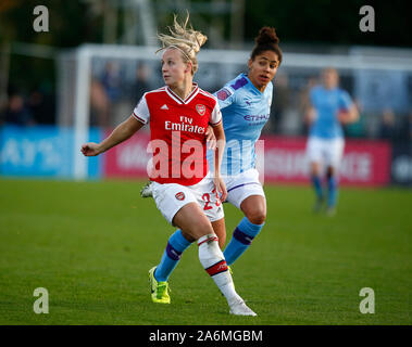 Borehamwood, UK. 27th Oct, 2019. BOREHAMWOOD, ENGLAND - OCTOBER 27: L-R Beth Mead of Arsenal and Demi Stokes of Manchester City WFC during Barclays Women's Super League match between Arsenal Women and Manchester City Women at Meadow Park Stadium on October 27, 2019 in Borehamwood, England Credit: Action Foto Sport/Alamy Live News Stock Photo
