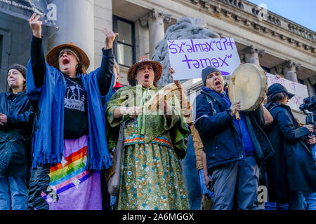 Indigenous activists at Climate Strike, Vancouver, British Columbia, Canada Stock Photo