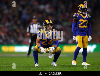 London, UK. 27 October 2019. Rams practice ahead of the NFL match  Cincinnati Bengals v Los Angeles Rams at Wembley Stadium, game 3 of this  year's NFL London Games. Final score Bengals