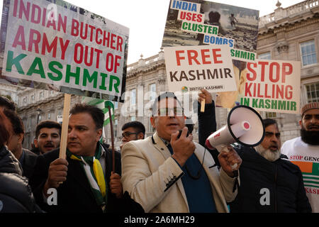 London, UK. 27th October, 2019. Protesters seen at a Free Kashmir protest in Whitehall, opposite 10 Downing Street, London, UK. Credit: Joe Kuis / Alamy News Stock Photo