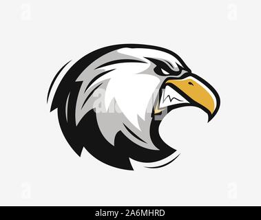Head of an angry eagle. Sports mascot. Vector illustration Stock Vector