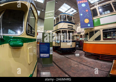 The Great Exhibition Hall, The National Tramway Museum at Crich Tramway Village, Crich, Derbyshire Stock Photo