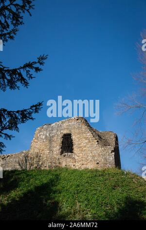 Ruins of the castle and blue sky. Lanckorona, Poland. Stock Photo