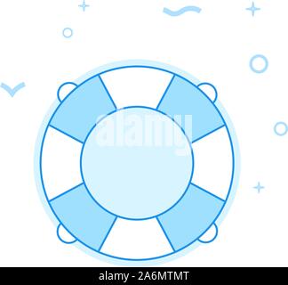 Lifebuoy vector icon. Flat illustration. Filled line style. Blue monochrome design. Editable stroke. Adjust line weight. Stock Vector