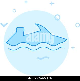 Water bike, jetski vector icon. Flat illustration. Filled line style. Blue monochrome design. Editable stroke. Adjust line weight. Stock Vector