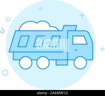 Dumper, tipper vector icon. Flat illustration. Filled line style. Blue monochrome design. Editable stroke. Adjust line weight. Stock Vector