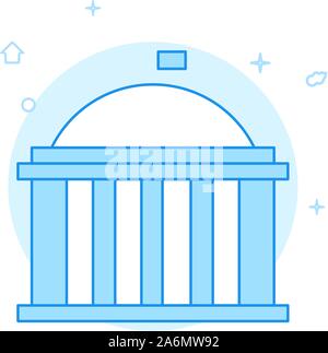 Capitol, White House, government building vector icon. Flat illustration. Filled line style. Blue monochrome design. Editable stroke. Adjust line weig Stock Vector