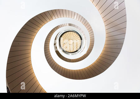 A double-helix spiral staircase shoot from below Stock Photo