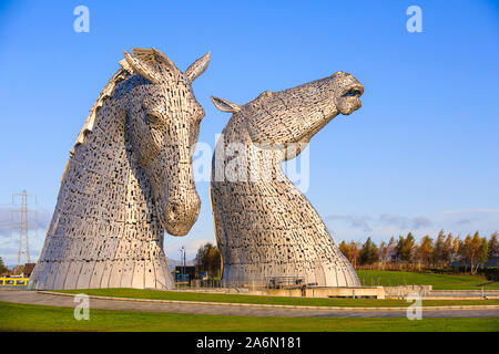 The towering Kelpies near the Forth and Clyde canal in Falkirk. Stock Photo