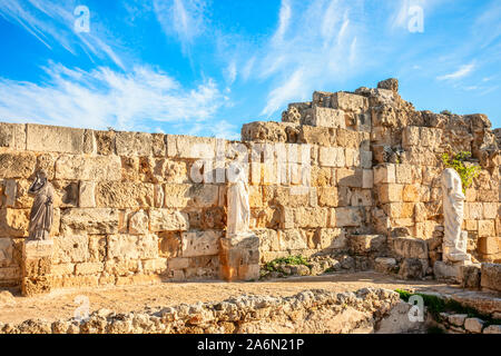 Ancient marble statues  at Salamis, Greek and Roman archaeological site, Famagusta, North Cyprus Stock Photo