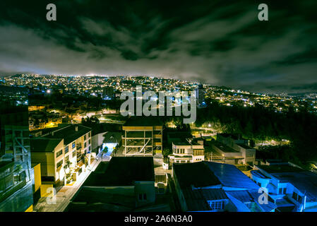 La Paz, Bolivia; June 13, 2013: The City Seen From High Building At Night With A Dramatic Sky/Nightscape in The Andes Cordillera Real Stock Photo