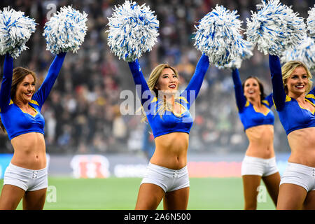 London, UK.  27 October 2019. Rams cheerleaders during the NFL match Cincinnati Bengals v Los Angeles Rams at Wembley Stadium, game 3 of this year's NFL London Games.  Final score Bengals 10 Rams 24.  Credit: Stephen Chung / Alamy Live News Stock Photo